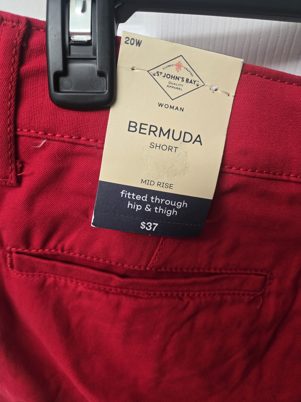 St John's Bay 11.5" Bermuda - Red Flat-Front Shorts - Picture 4 of 4